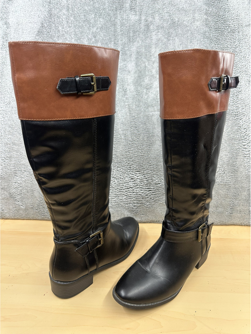 Rampage Two Tone Brown and Black Knee High Boots